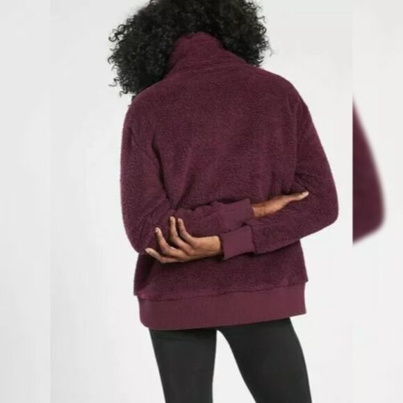 Athleta Talus Sherpa Half Zip Pullover Sweatshirt Top in Burgundy Size XS - Picture 7 of 9